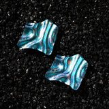 Lagoon Blue Etchline Titanium Earrings