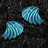Lagoon Blue Shell Titanium Earrings