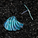Lagoon Blue Shell Titanium Earrings