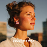 Raspberry Pink Mobius Titanium Earrings