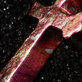 Raspberry Pink Oval Cross Titanium Necklace