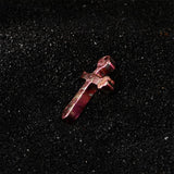 Raspberry Pink Oval Cross Titanium Necklace