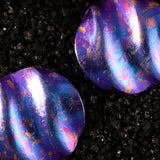 Twilight Violet Flow Ripple Titanium Earrings