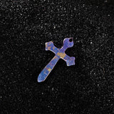 Twilight Violet Oval Cross Titanium Necklace
