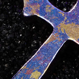 Twilight Violet Oval Cross Titanium Necklace